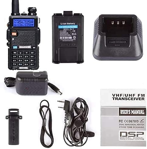 Baofeng UV-5R Ham Dual Band Two Way Radio 144-148/420-450Mhz 1800mAh Li-ion (2 Pack)
