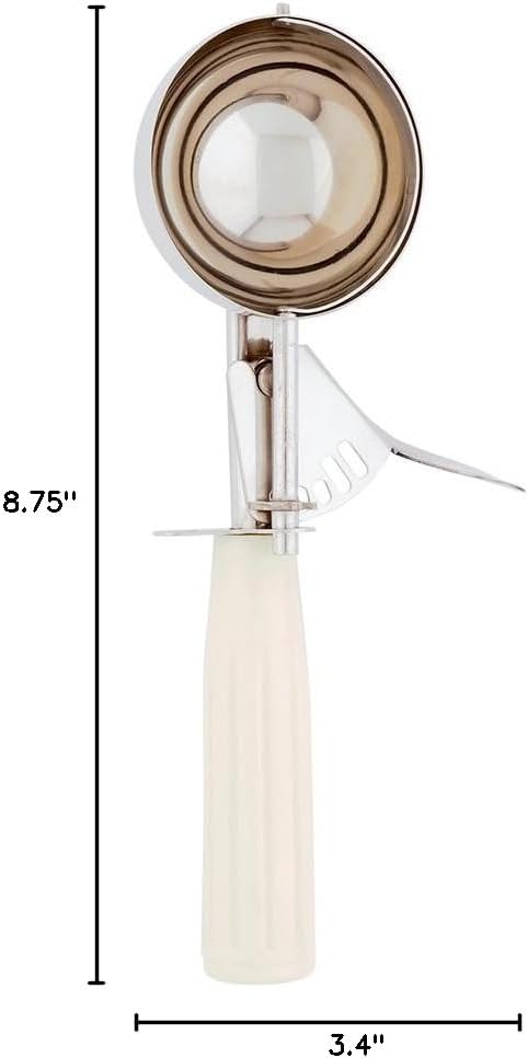 Restaurantware-Met Lux 3.75 Ounce Portion Scoop, 1 Trigger Release Cookie Scoop - With Ivory Handle, Stainless Steel Disher, For Portion Control, Scoop Cookie Dough, Cupcake Batter, Or Ice Cream