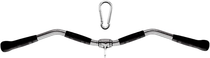 Yes4All Wide Grip Curl LAT Pull Down Bar Attachments Rubber Handgrips/Curl Bar/Press Down for Cable Pulley System Machine