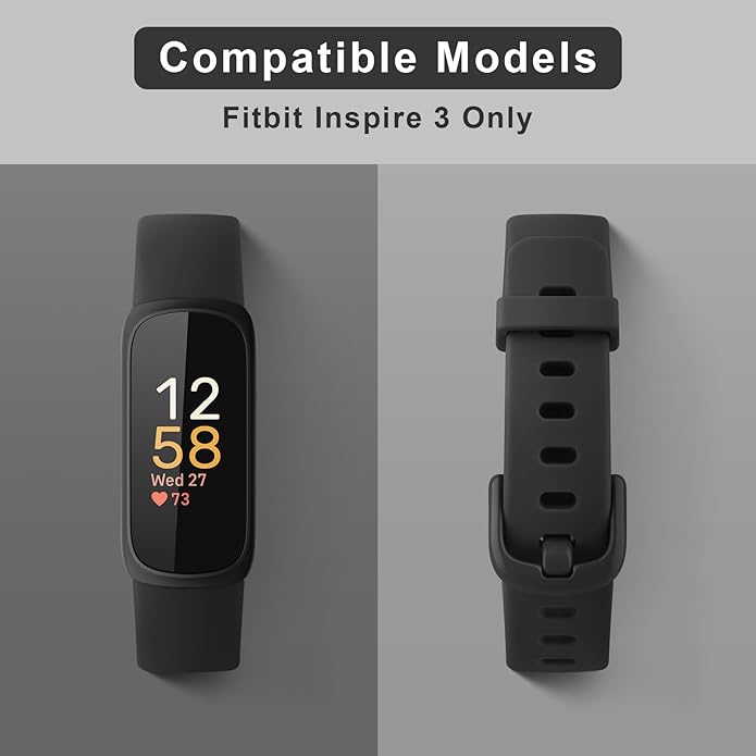 3 Pack Bands Compatible with Fitbit Inspire 3 Bands, Soft Silicone Adjustable Wristband Replacement Sport Straps Compatible with Fitbit Inspire 3 Fitness Tracker