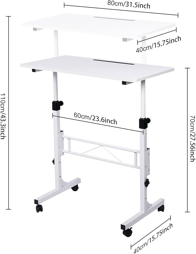 KLSMYHOKI Standing Desk Adjustable Height 16"x31.5" Height 27"-43.5"