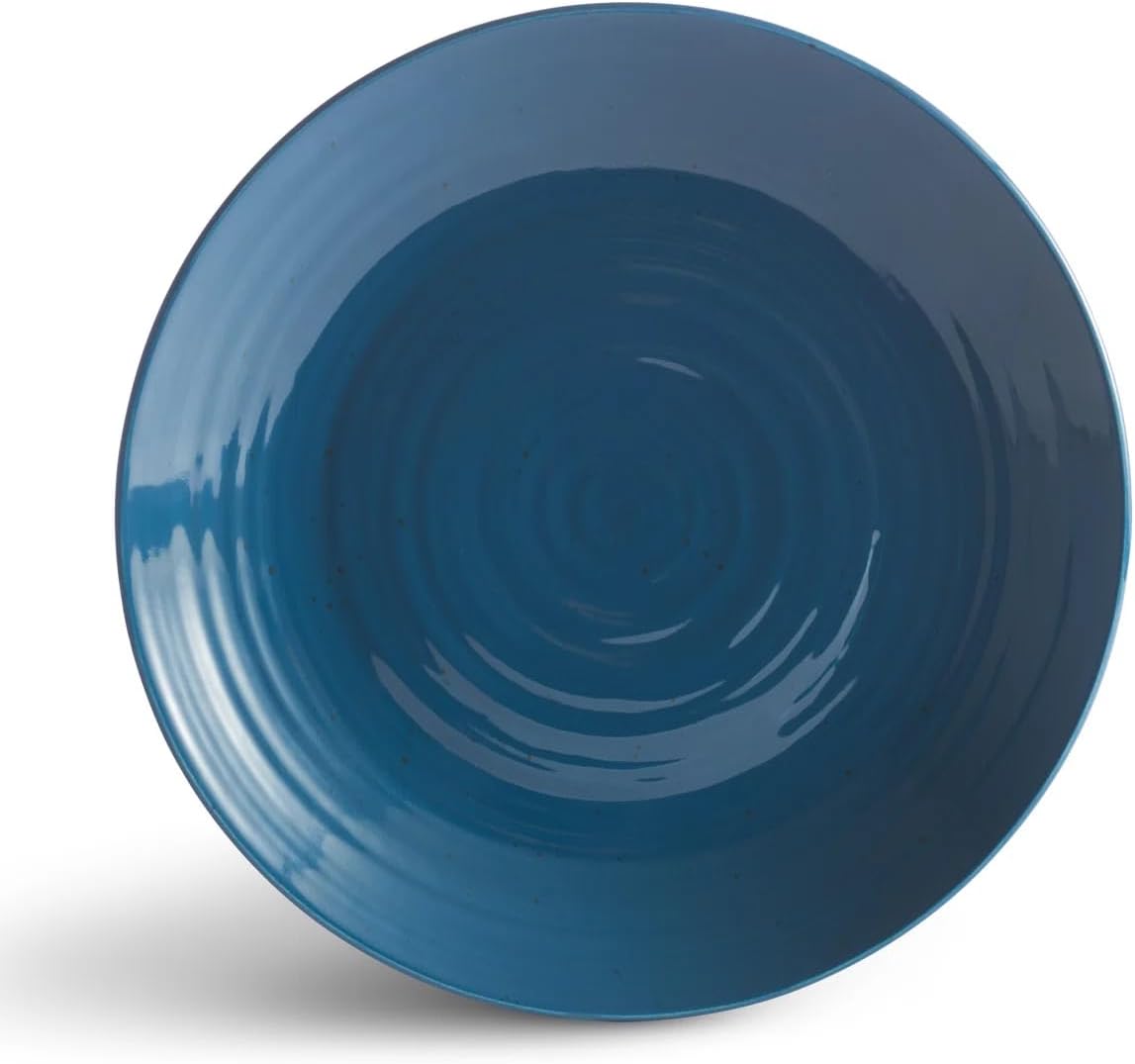 Sango Siterra Artist's Blend 16-Piece Stoneware Dinnerware Set – Service for 4, Ocean Blue Glossy Glaze with Unique Speckled Design, for Everyday Dining & Entertainment, Microwave & Dishwasher Safe