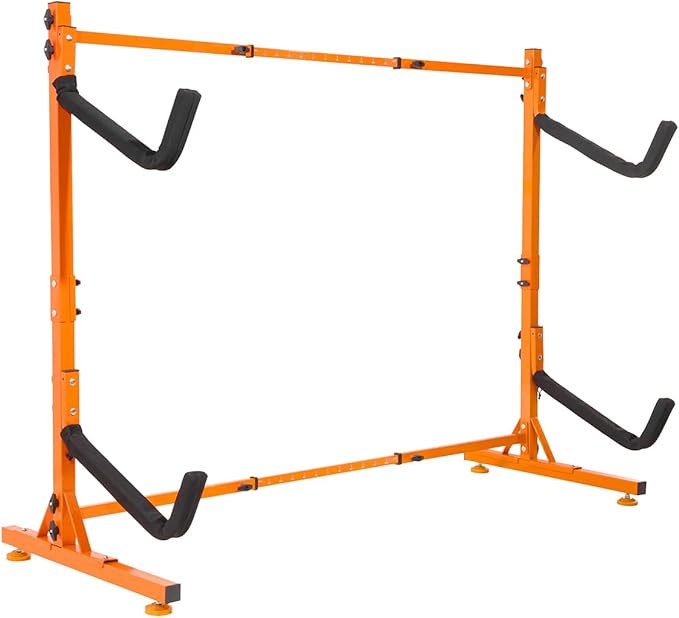 VEVOR Freestanding Kayak Storage Rack, Kayak Stand for 2 or 4 Kayak Canoe Paddleboard, Heavy-Duty Steel Kayak Hanger Holder with Padded Arms and Adjustable Width,for Indoor Outdoor Garage