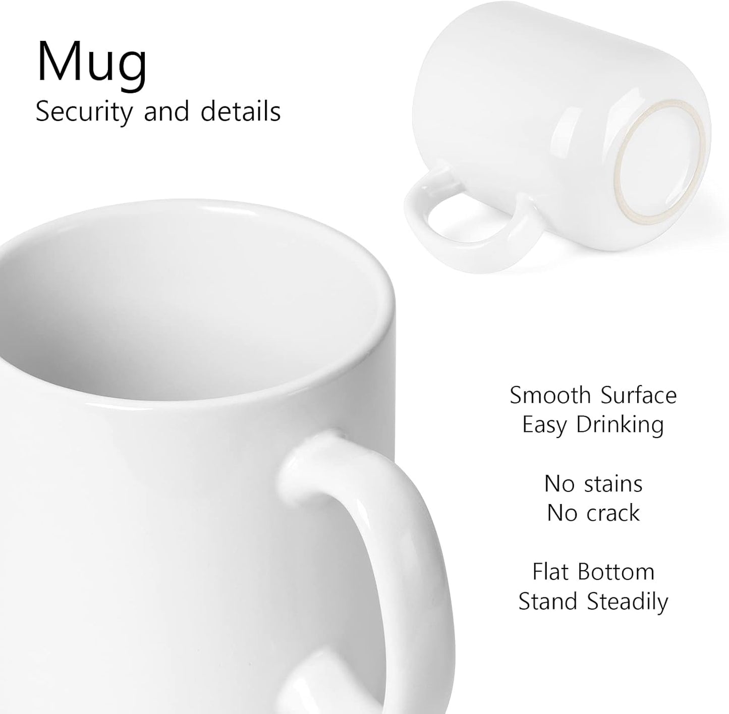 Smilatte 20 OZ Large Coffee Mug, M016 Plain Ceramic Boss Big Tea Cup with Handle for Dad Men, Set of 2, White