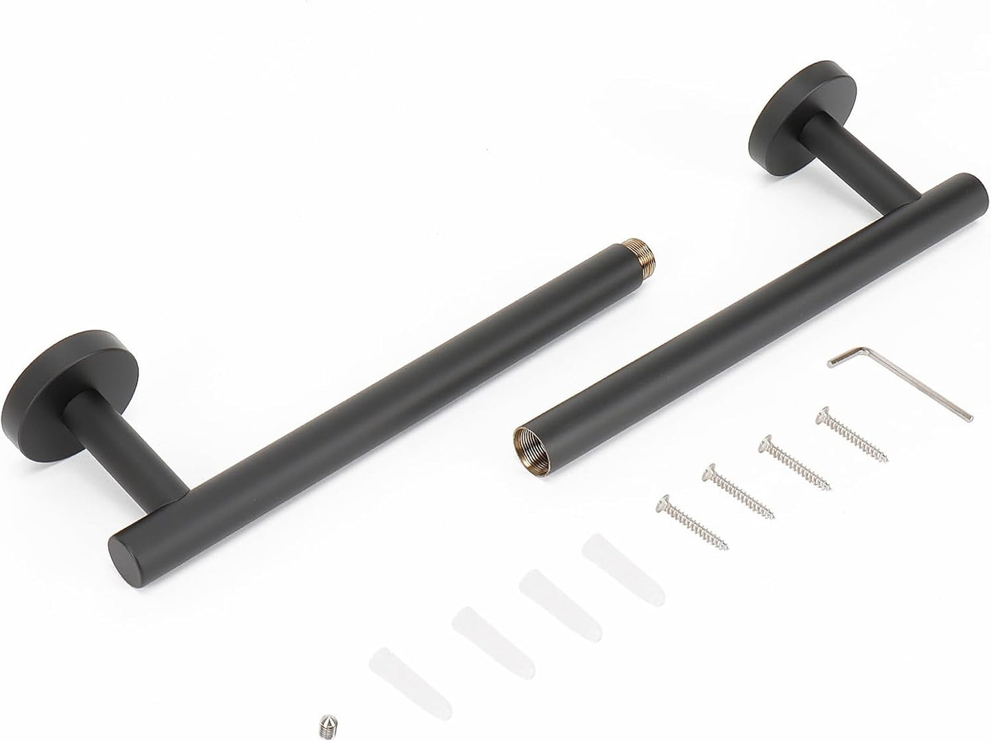 NearMoon Bath Towel Bar, Bath Accessories Thicken Stainless Steel Shower Towel Rack for Bathroom, Towel Holder Wall Mounted (2 Pack, Matte Black, 18 Inch)