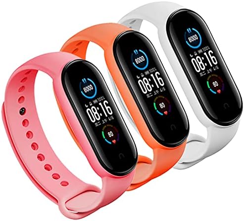 LeongLzt(4/5/8 PACK) Xiaomi Mi 5/6/7 Strap/Amazfit Band 5/6 Replacement Bands for Mi Band 5/6/7 SmartWatch Bands & Amazfit Band 5/6, Skin-Friendly Soft & Flexible Silicone Straps for Male and Female