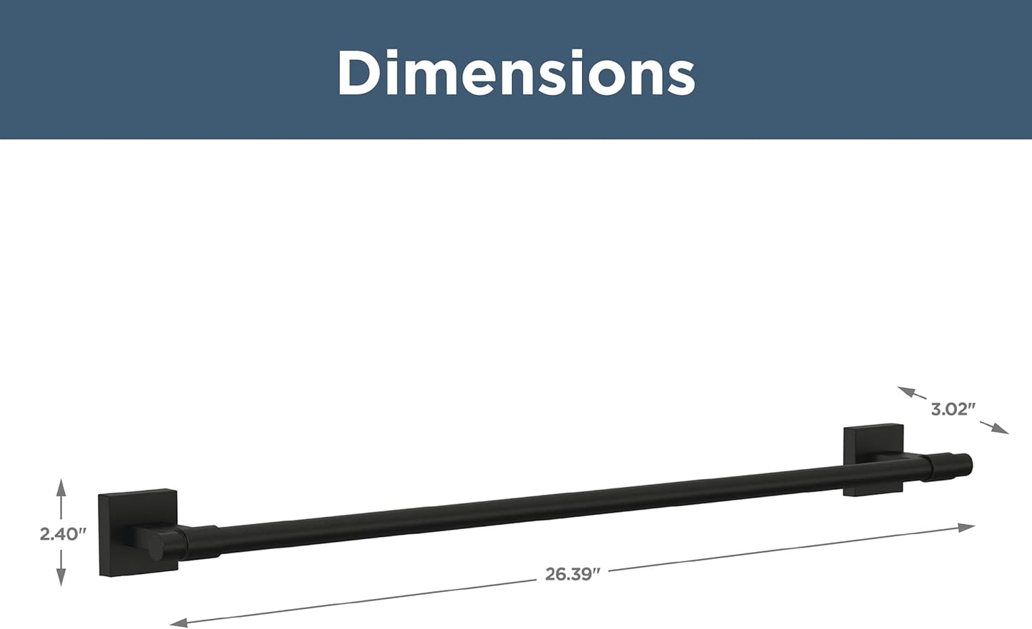 Franklin Brass Maxted (1-Pack) 24" Towel Rack for Bathroom, Matte Black Towel Bar for Bathroom Wall Towel Holder Rod Wall Mounted Bathroom Accessories MAX24-FB