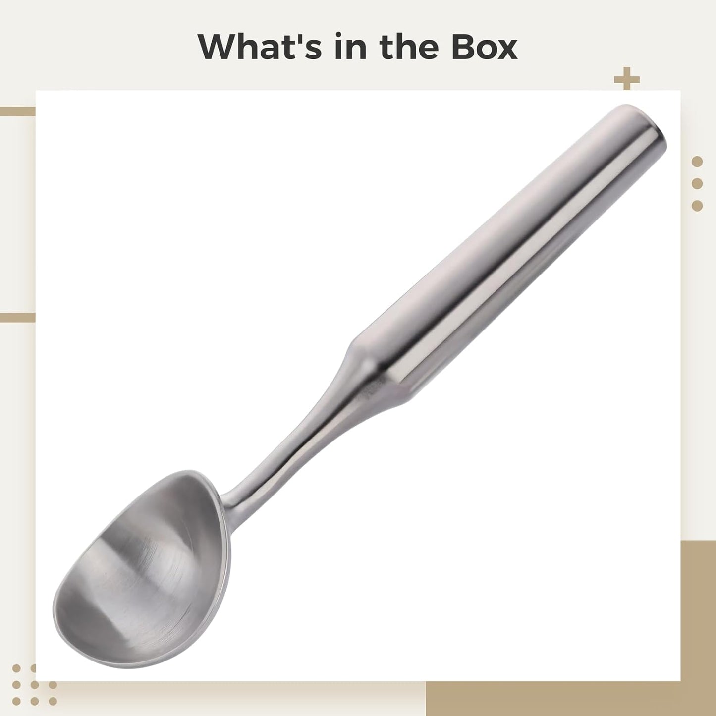 Homaisson Ice Cream Scooper Stainless Steel, Long-Handle Ice Cream Scoop, Ergonomic Design, Easy Release with Non-Stick Surface, Dishwasher Safe