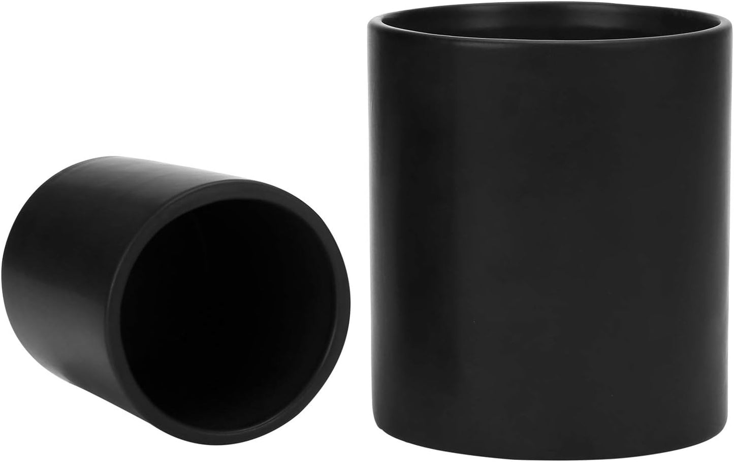 MyGift Set of 2 Black Ceramic Utensil Holder Kitchen Canister Cooking Tools Crock, Large and Small Countertop Silverware Caddy