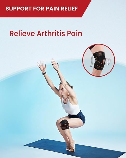 Knee Brace for Women & Men Meniscus Tear, Knee Pain Relief, Arthritis,2 Straps Compression, Side Stabilizers, Patella Gel Pads Knee Support (Orange, X-Large)