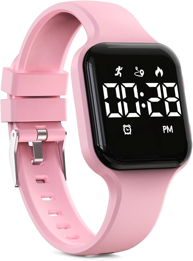 Kids Fitness Tracker,Digital Pedometer Watch,Sport Watch, Steps Counter, Waterproof, Alarm Clock for Boys Grils Kids Children (Pink)