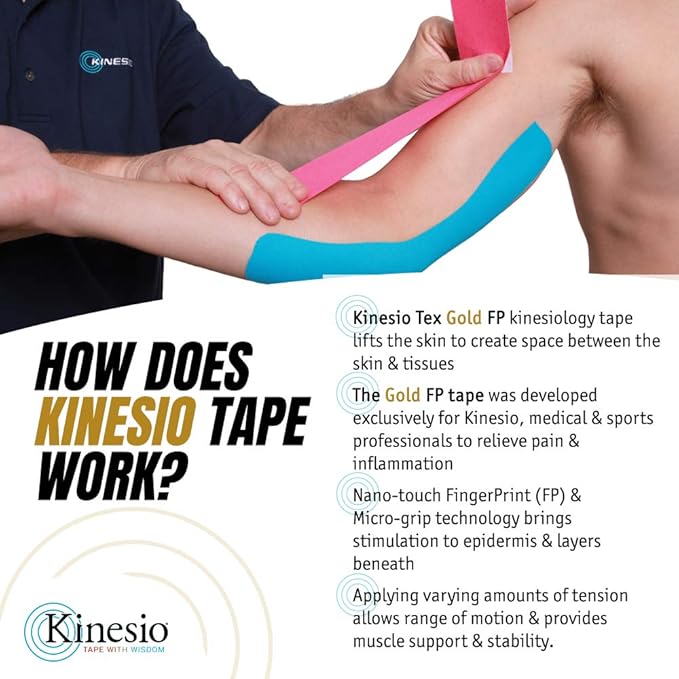 Kinesio Taping - Elastic Therapeutic Athletic Tape Tex Gold FP - Red – 2 in. x 16.4 ft