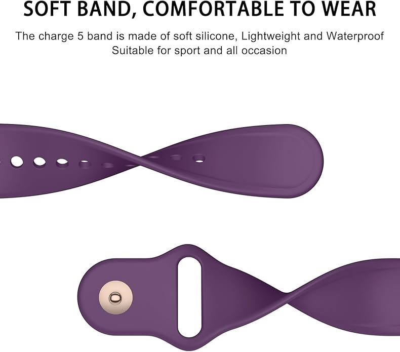 Meliya Compatible with Fitbit Charge 5 Bands Men Women, Sport Band Soft Silicone Waterproof Wristbands Replacement Strap for Fitbit Charge 5 Advanced Fitness Tracker