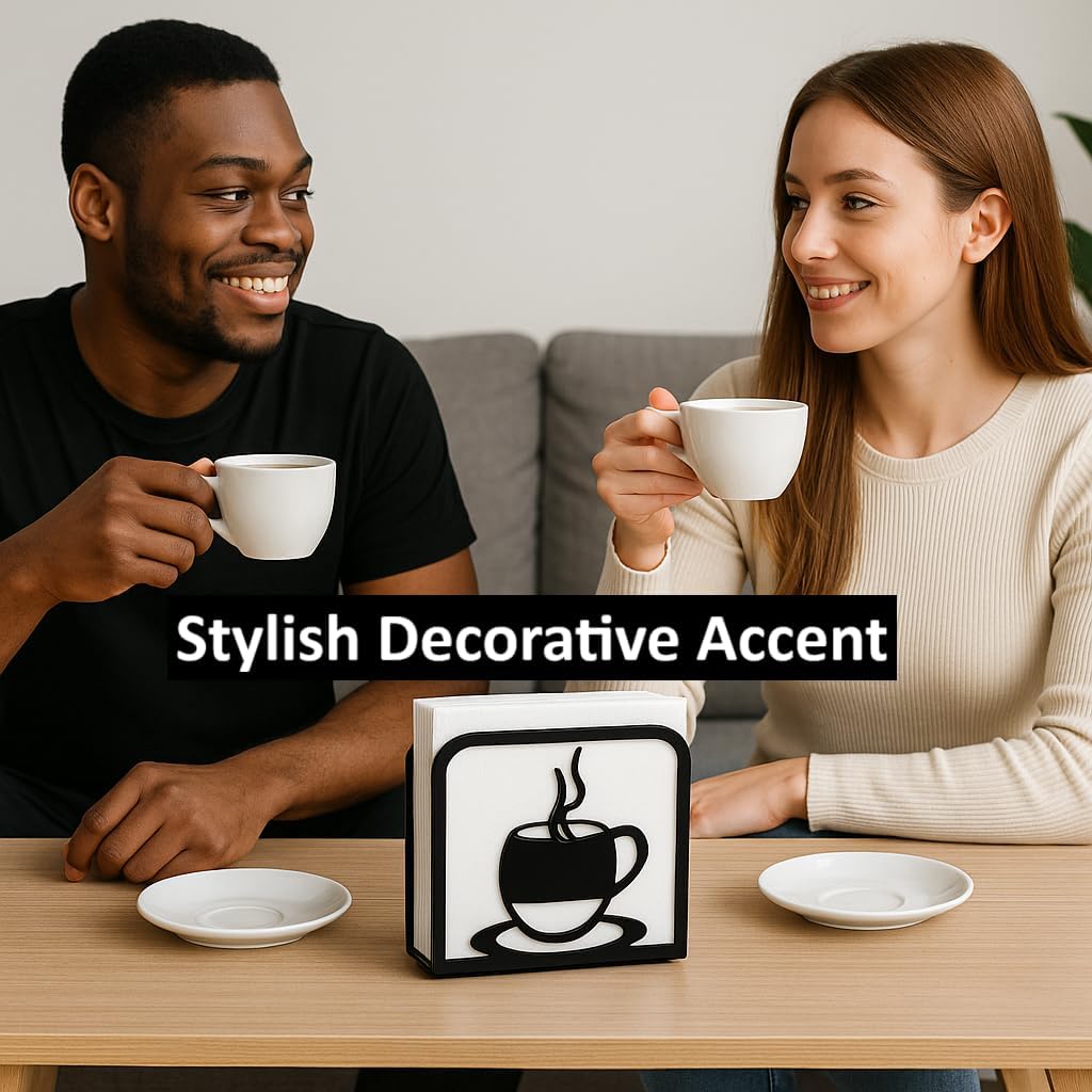 2-Pack Decorative napkin holder for table & coffee filter holder Set – Black coffee napkin holder – Fits Standard Napkins & coffee filter size #2 & #4