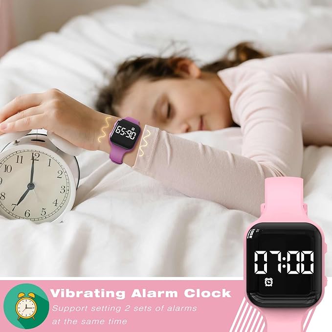 Kids Fitness Tracker,Digital Pedometer Watch,Sport Watch, Steps Counter, Waterproof, Alarm Clock for Boys Grils Kids Children (Pink)
