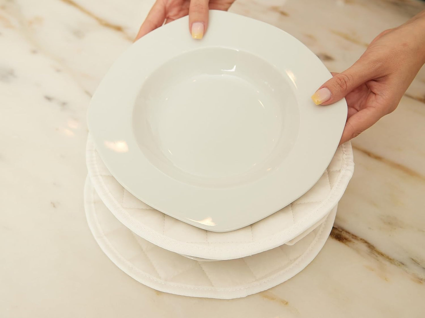 Covermates Keepsakes - Dish Storage - Padded Protection - ID Window - Stain Resistant - Machine Washable - China Storage, Cream