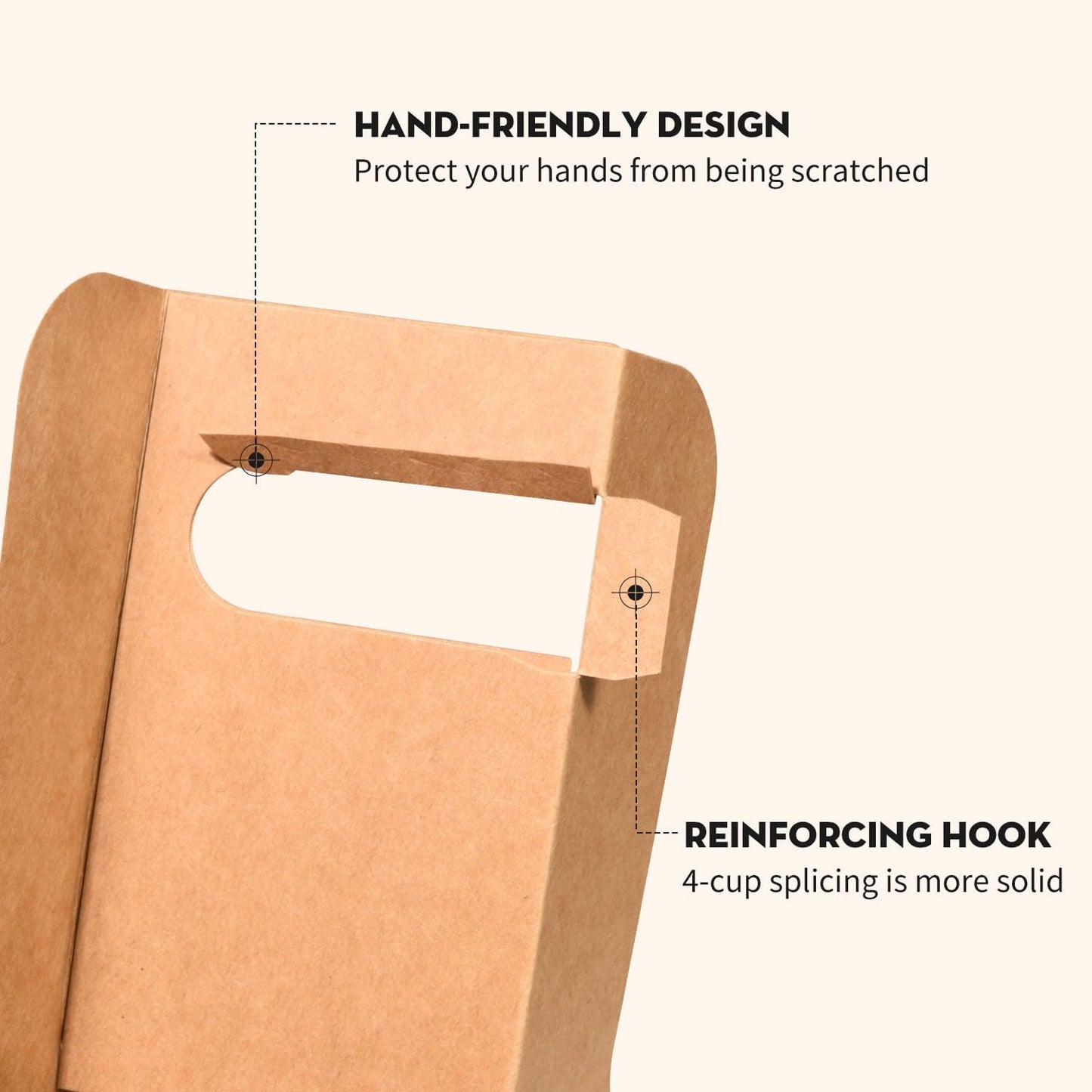 Lamido 100 Pack Disposable Kraft Drink Carrier with Handle, Assemblable Paper Cup Holder for 2 Cups or 4 Cups, Fit 8-32 oz Cups, to-Go Coffee Cup Holder for Food Delivery