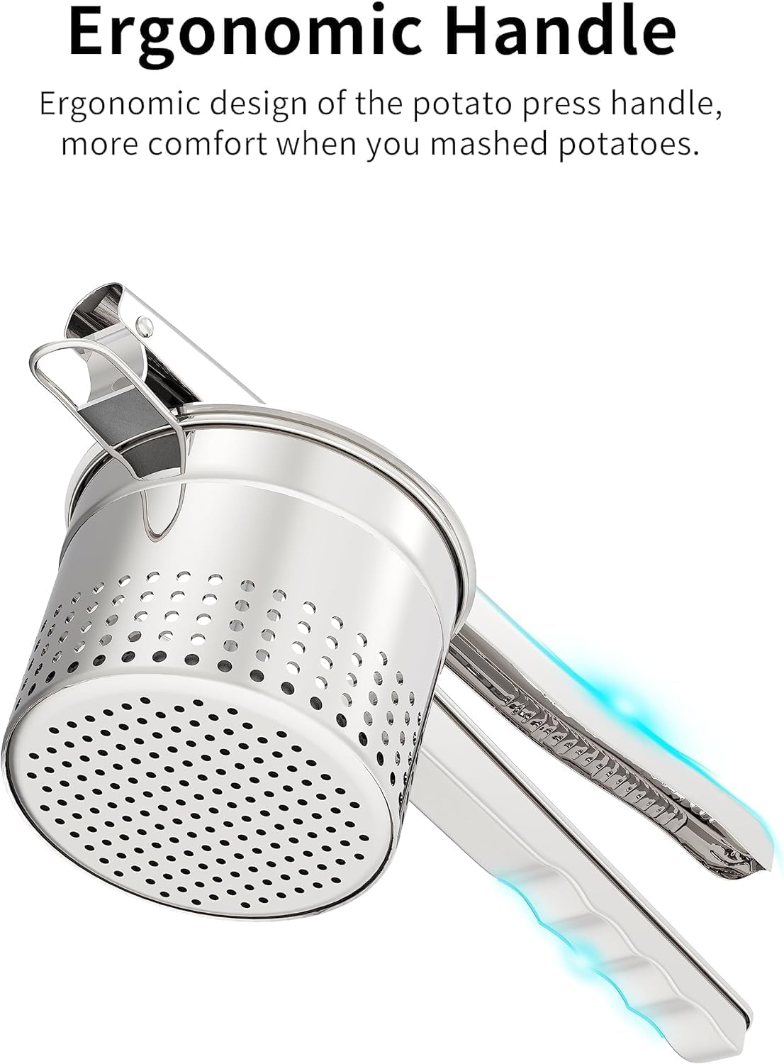 Large 15oz Potato Ricer with 3 Interchangeable Discs, Heavy Duty Stainless Steel Potato Masher with Ergonomic Handle, Masher and Ricer Kitchen Tool for Mashed Potatoes, Noodle Maker