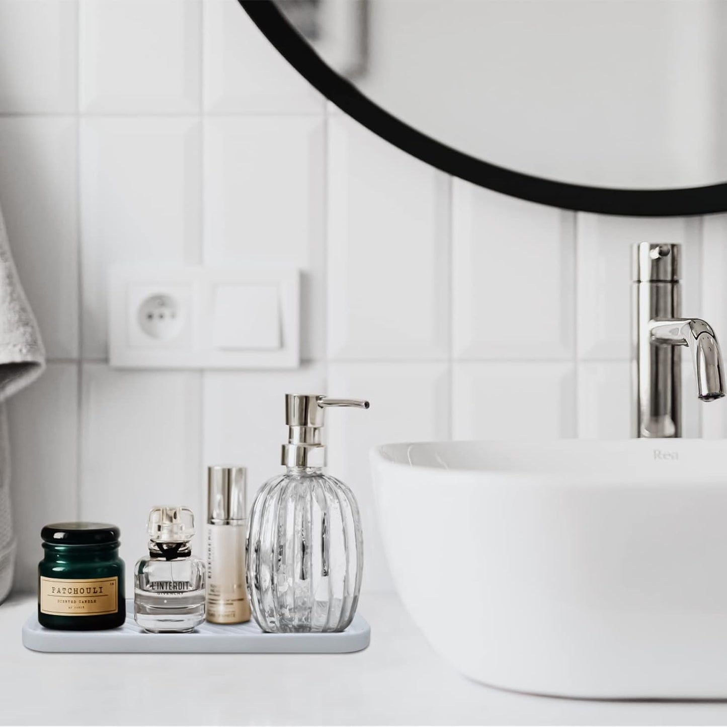 Silicone Organizer Tray, Soap and Sponge Holder for Kitchen Sink, Bathroom - Storage Tray for Dish Brush, Soap Dispenser, Dishwashing Accessories- 2 Pack (White)