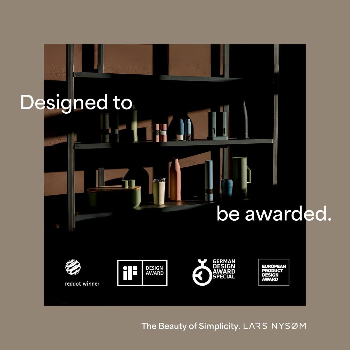 LARS NYSØM Salt and Pepper Grinder Set Manual, Stainless Steel Salt and Pepper Mills with Adjustable Ceramic Grinder I Design Spice Shakers (Stainless Steel)