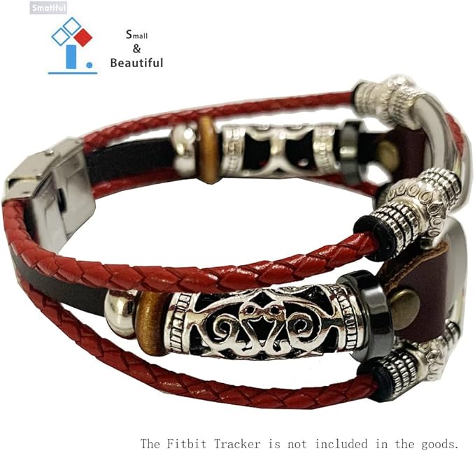 Luxe Bands with Box Pack for Men, Adjustable (Small Mediume Extra Large XL are All Ok) Replacement Leather Watch Band Compatible with for Fitbit Luxe, Red
