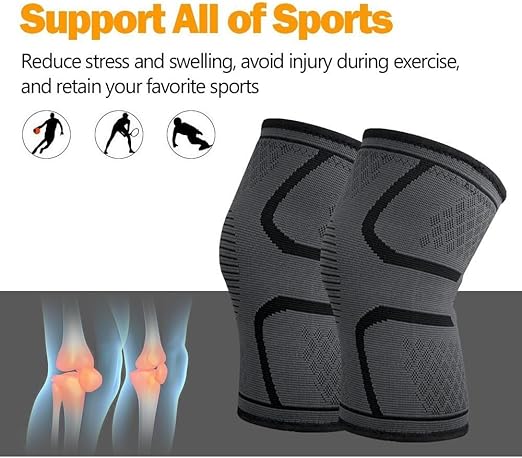 Knee Brace for Pain Relief and Support – 2-Pack Compression Knee Sleeves for Men and Women, Knee Support for Running, Sports, Arthritis, Meniscus Tear, ACL Injury Recovery S-XL