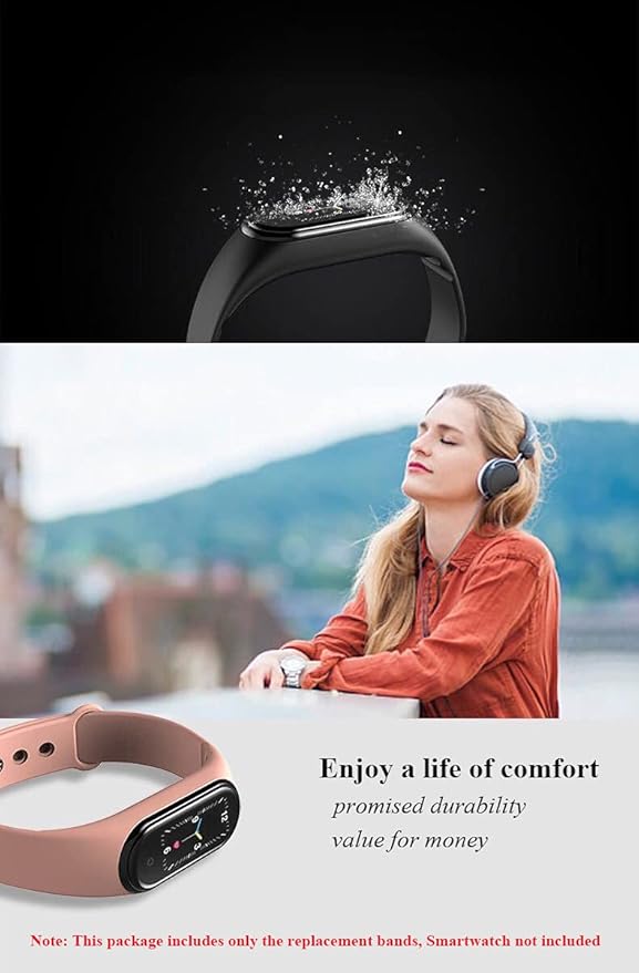 LeongLzt(4/5/8 PACK) Xiaomi Mi 5/6/7 Strap/Amazfit Band 5/6 Replacement Bands for Mi Band 5/6/7 SmartWatch Bands & Amazfit Band 5/6, Skin-Friendly Soft & Flexible Silicone Straps for Male and Female