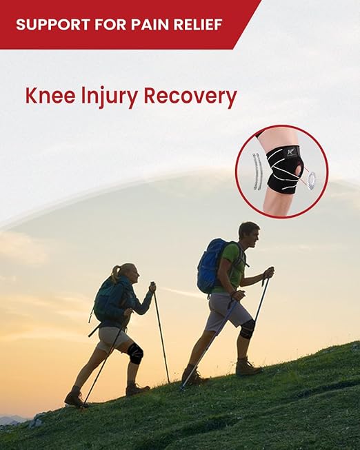 Knee Brace for Women & Men Meniscus Tear, Knee Pain Relief, Arthritis,2 Straps Compression, Side Stabilizers, Patella Gel Pads Knee Support (Gray, X-Large)
