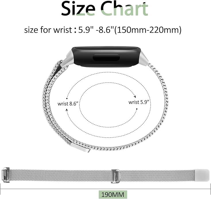 Meliya Metal Band for Fitbit Inspire 3 Bands Women Men, Stainless Steel Metal Mesh Loop Adjustable Magnetic Wristband Replacement Straps for Fitbit Inspire 3