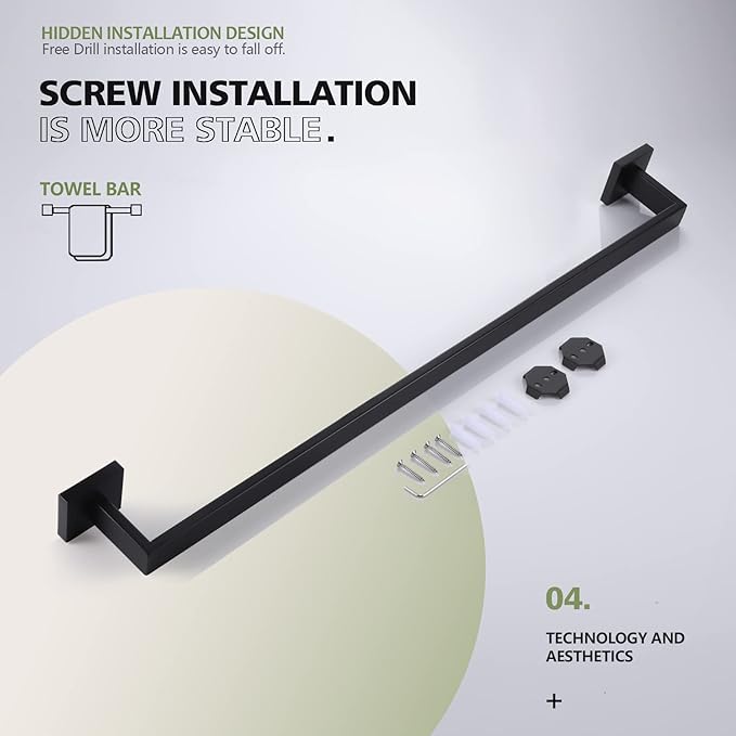 KOKOSIRI 32-Inch Single Towel Bar SUS304 Stainless B4003BK-L32