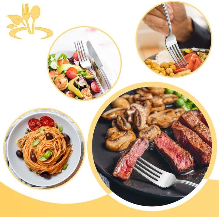 BEWOS 24-Piece Silverware Set - 7.9-Inch Dinner Forks, Food Grade Stainless Steel, Dishwasher Safe, Mirror Polished, Multipurpose for Salad and Table Use
