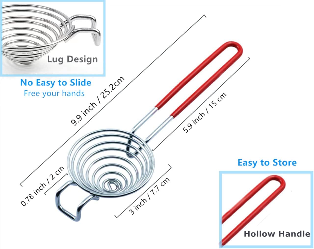 Egg Separator Egg Yolk White Separator Separation Tool Duck Eggs Separators Stainless Steel Egg Yolk Filter Long Handled Separator Divider Egg White Seperater For Cooking Baking And Stirring (Red)