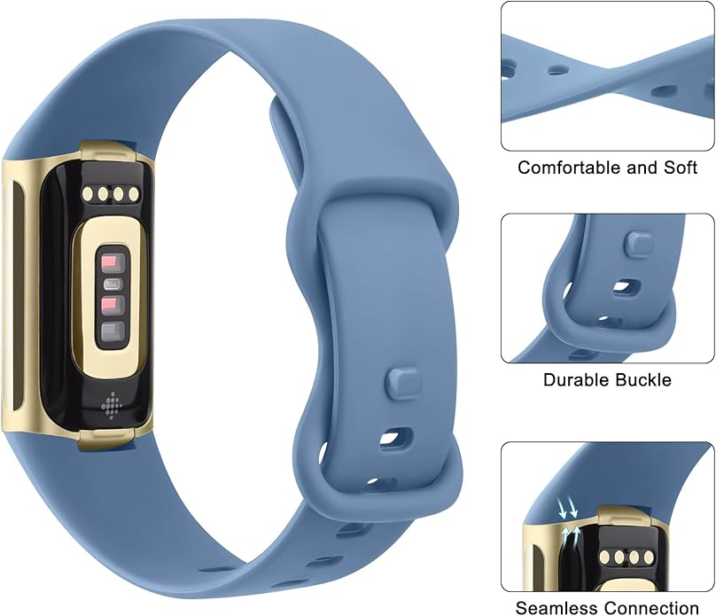 3 Pack Bands for Fitbit Charge 6 / Charge 5 Bands Women Men, Soft Silicone Waterproof Adjustable Wristband Replacement Sport Straps for Fitbit Charge 5 / Charge 6 Fitness Tracker