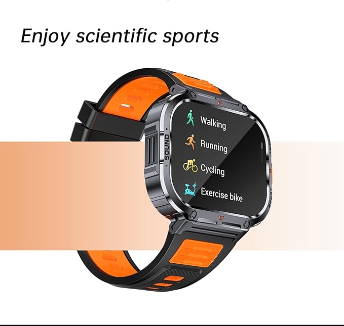 Loluka Big Screen Smart Watch for Men, 2.0'' HD Military Smartwatch with LED Flashlight 5ATM Waterproof Rugged Tactical Fitness Tracker (Answer/Make Calls)
