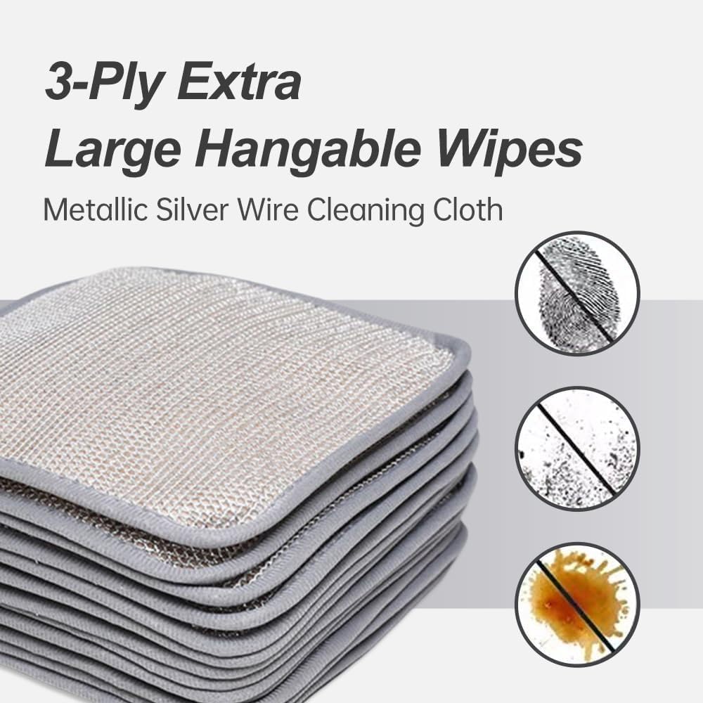 2025 New Multipurpose Wire Dishwashing Rags, Wet and Dry, Metal Scrubbing Pads Sponge Cloths Towels, Non-Scratch Wire Rags for Home Kitchen Dishes, Sinks, Pack of 10