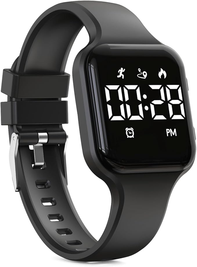 Kids Fitness Tracker,Digital Pedometer Watch,Sport Watch, Steps Counter, Waterproof, Alarm Clock for Boys Grils Kids Children (Black)