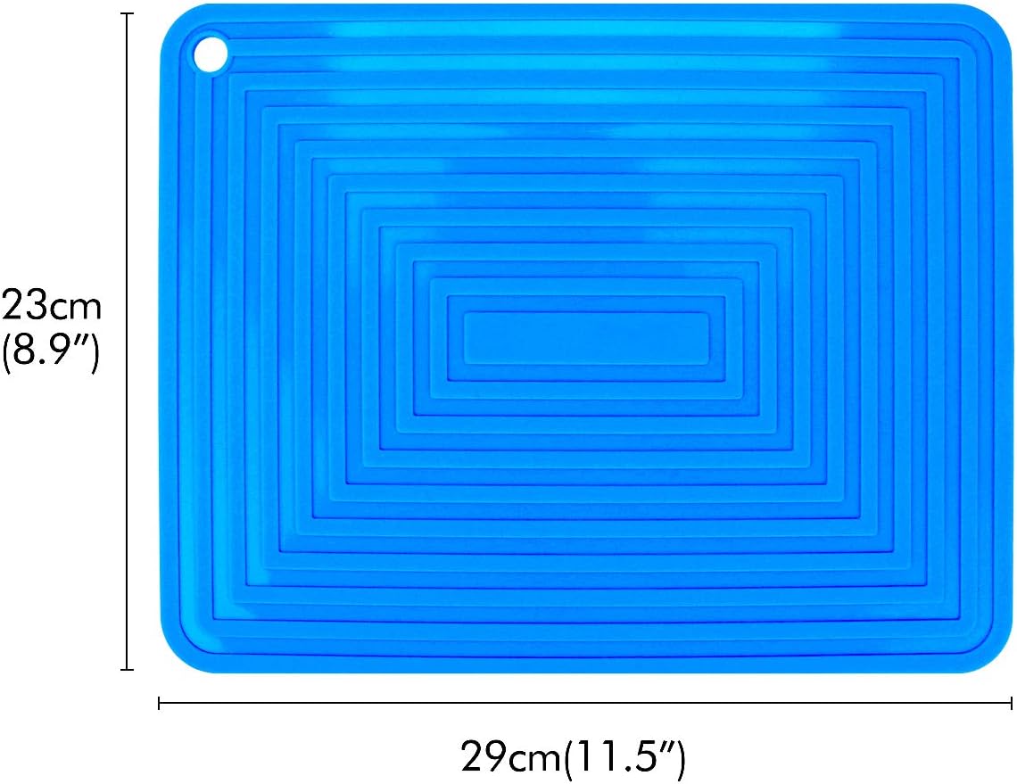 Large Silicone Trivet Mats for Hot Dishes/Pans, Heat Resistant Pot Holder, 9"x12" Non Slip Flexible Durable Pot Coaster Kitchen Table Mats Set of 2 (Blue)
