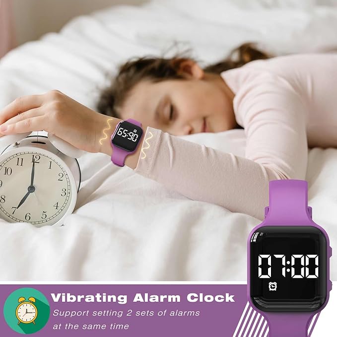 Kids Fitness Tracker,Digital Pedometer Watch,Sport Watch, Steps Counter, Waterproof, Alarm Clock for Boys Grils Kids Children (Purple)