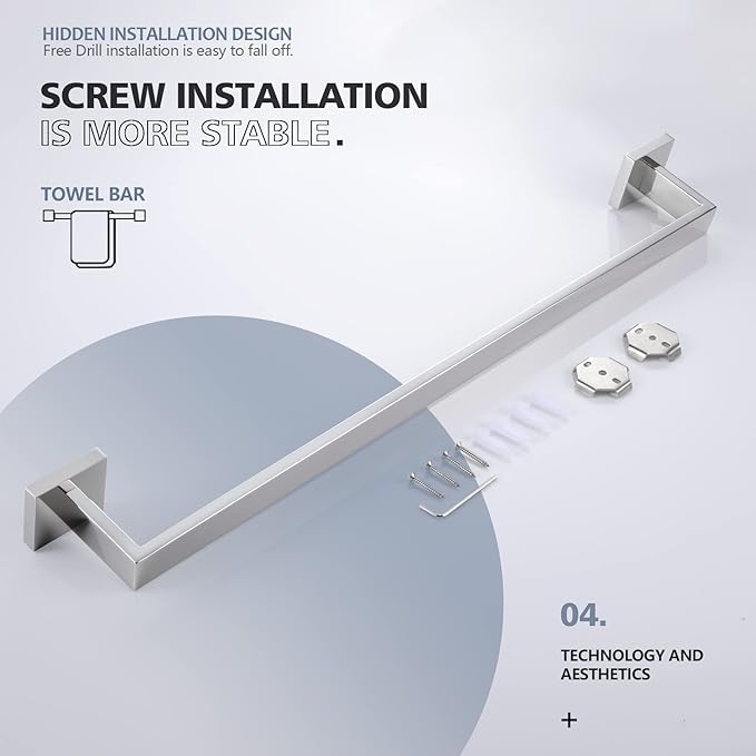 KOKOSIRI 24-Inch Single Towel Bar SUS304 Stainless B4003CH-L24
