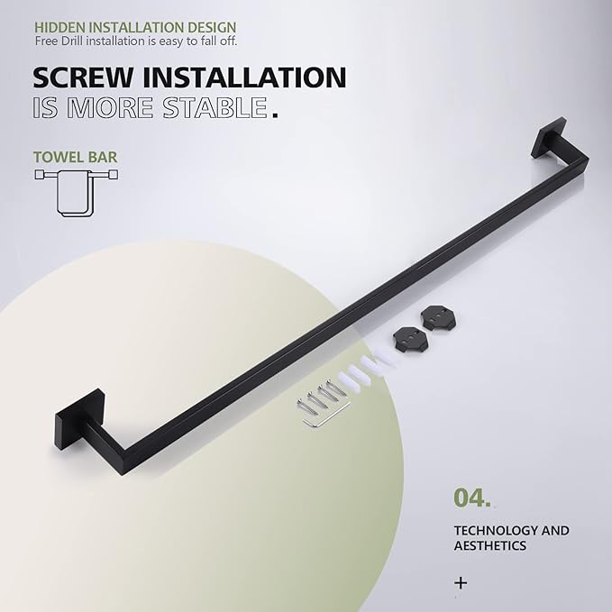 KOKOSIRI 36-Inch Single Towel Bar SUS304 Stainless B4003BK-L36