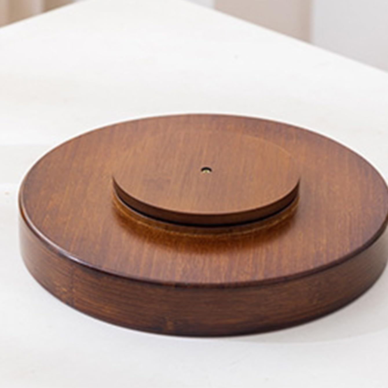 Bamboo Lazy Susan Organizer, 12'' Turntable Bamboo Tray with Removable Dividers, Rotating Spice Rack, Large Lazy Susan Turntable Organizer for Cabinet, Kitchen, Bathroom, Table