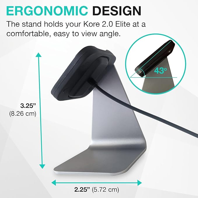 KORE 2.0 Elite Smartwatch Charging Stand - Aluminium Charging Watch Stand for Kore 2.0 Fitness Tracker l Sleek, Non-Slip Heart Rate Monitor Watch Holder Stand l Great Night Stand Accessories