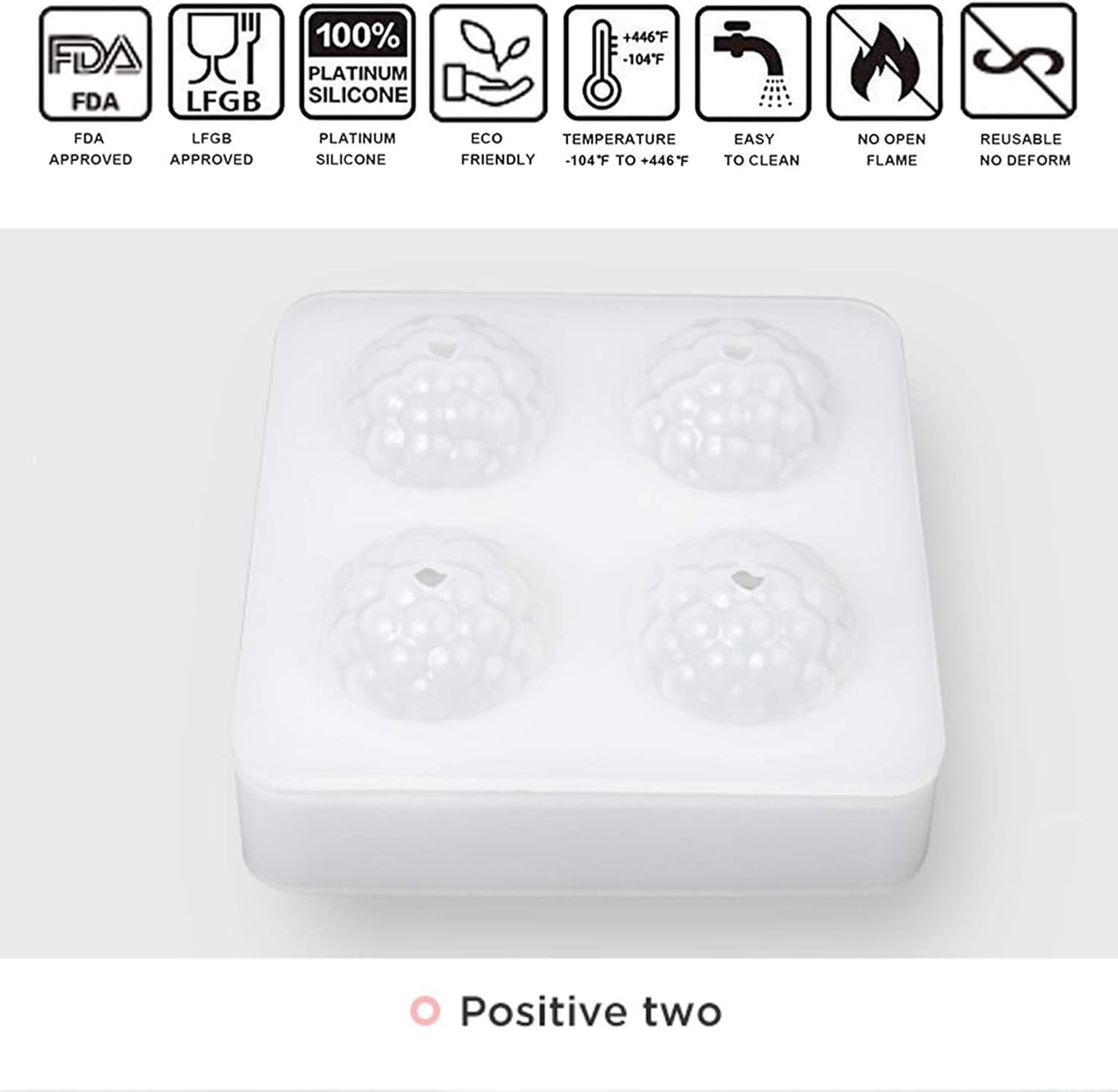 OCPO KITCHEN 3D Raspberry Silicone Mold for Baking Mousse Cake, Candy, Chocolate, Truffle, French Dessert, Pastry, Cupcake, Fruit Ice Cream Mould, Cake Decoration Mold, Raspberry Shape (4-Cavity)