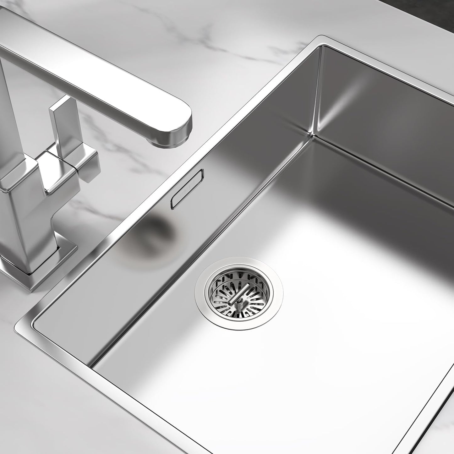 KONE Kitchen Sink Stopper Strainer Replacement for Standard 3-1/2 Inch Spin and Seal Drains with Threaded Stopper Function, Stainless Steel Sink Strainer, Twist Lock Basket Strainer Replacement