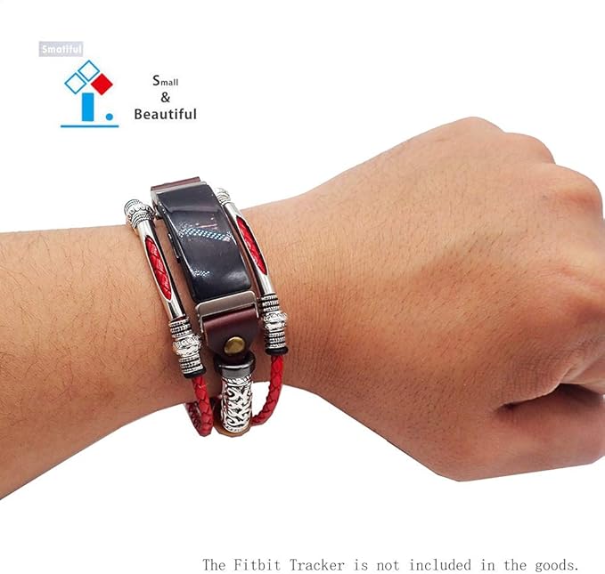 Luxe Bands with Box Pack for Men, Adjustable (Small Mediume Extra Large XL are All Ok) Replacement Leather Watch Band Compatible with for Fitbit Luxe, Red