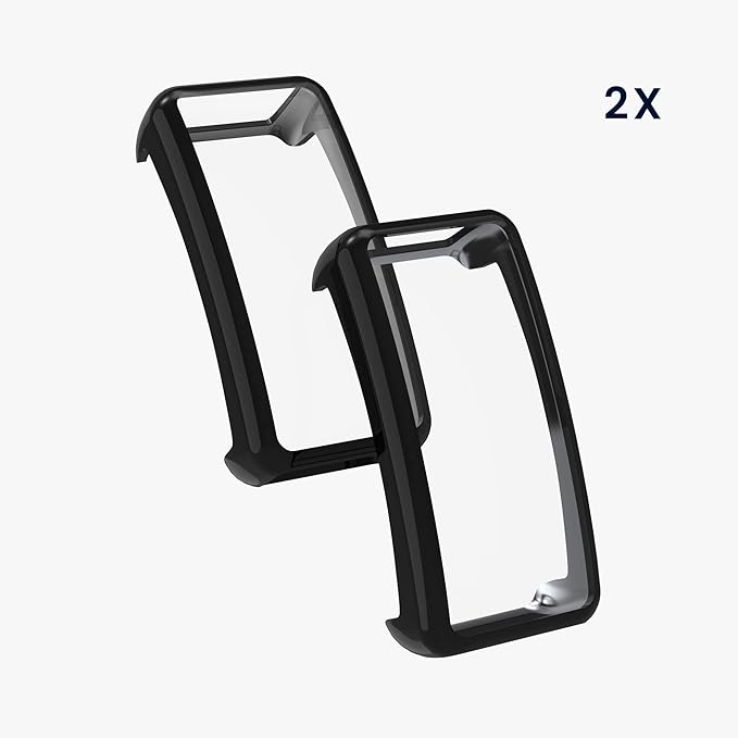 kwmobile Case Compatible with Fitbit Inspire 3 / Inspire 2 / Ace 3 Case - 2X TPU Silicone Fitness Tracker Cover - Black/Grey