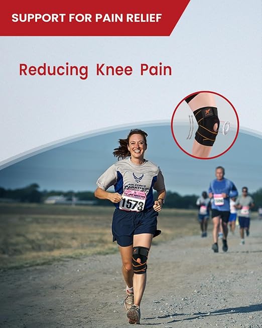 Knee Brace for Women & Men Meniscus Tear, Knee Pain Relief, Arthritis,2 Straps Compression, Side Stabilizers, Patella Gel Pads Knee Support (Orange, X-Large)