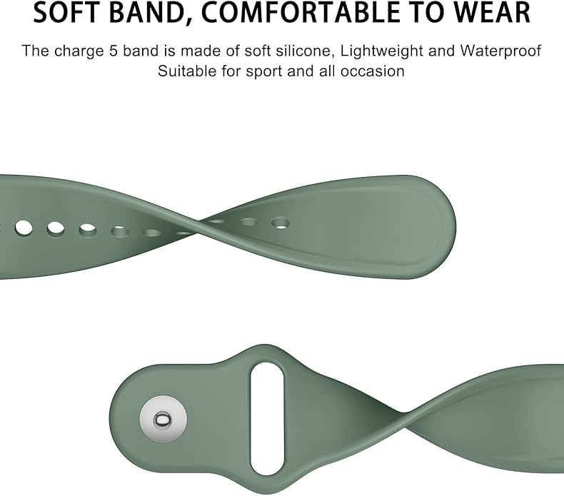 Meliya Compatible with Fitbit Charge 5 Bands Men Women, Sport Band Soft Silicone Waterproof Wristbands Replacement Strap for Fitbit Charge 5 Advanced Fitness Tracker