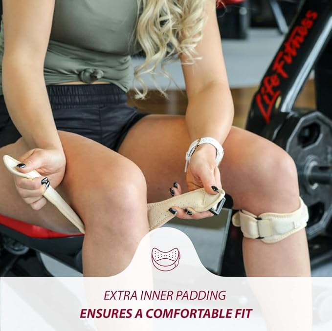 KARM Plus Size Knee Brace for Women & Men Plus Size - Patella Band - Patellar Tendon Support Strap for Jumpers Knee Pain, Basketball, Sports, Obese (XXL/3XL/4XL/5XL/6XL, Pair of 2 Straps, Beige)