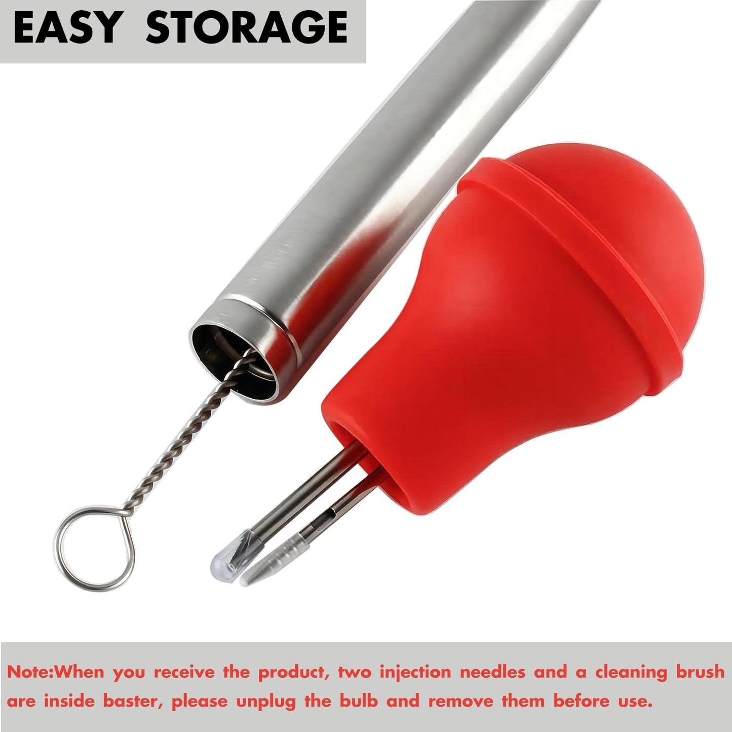 Turkey Baster for Cooking, Stainless Steel Turkey Baster Syringe, Red